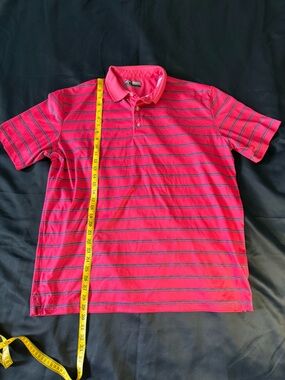 Callaway Pink Polo with Navy Stripe Accents